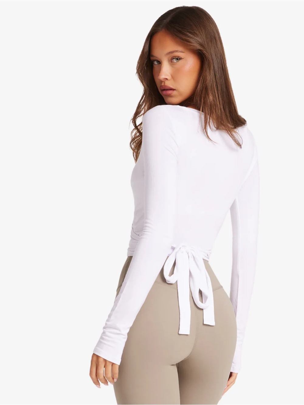 CSB Ballet Wrap Top in White - Picture 5 of 6